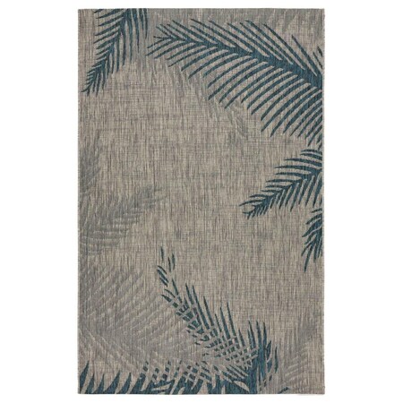 Palacedesigns 8 x 9 ft. Palm Leaves Indoor Outdoor Rectangle Area Rug - Grey PA3102021